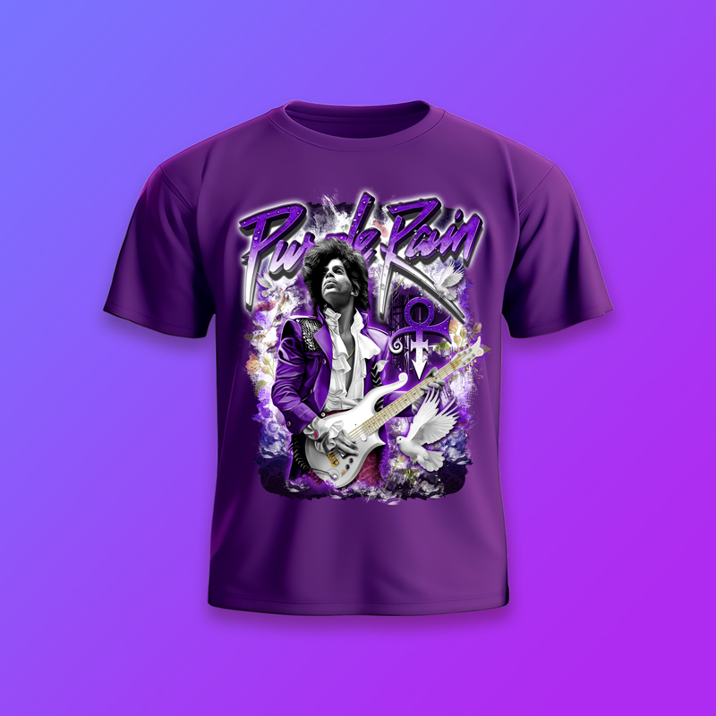 Custom sublimated Prince Purple Rain tribute t-shirt